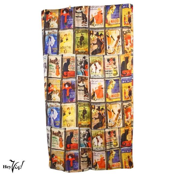 Signals Silk Scarf Wrap French Vintage Advertising Posters Oblong 72x20 -Hey Viv - Picture 1 of 5